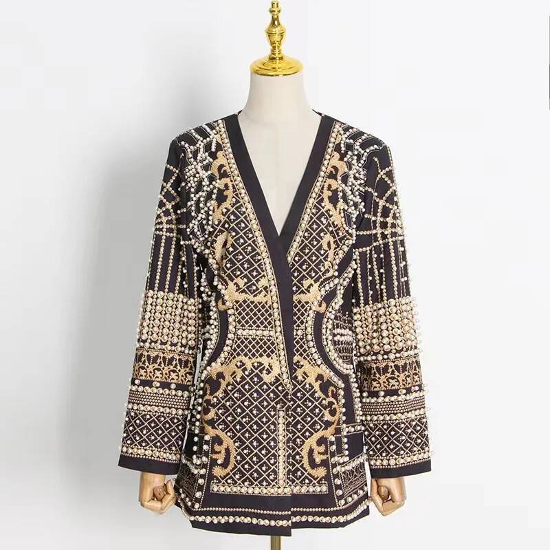 Winter Clothing Taiwan - Modne marynarki z koralikami, dekolt w