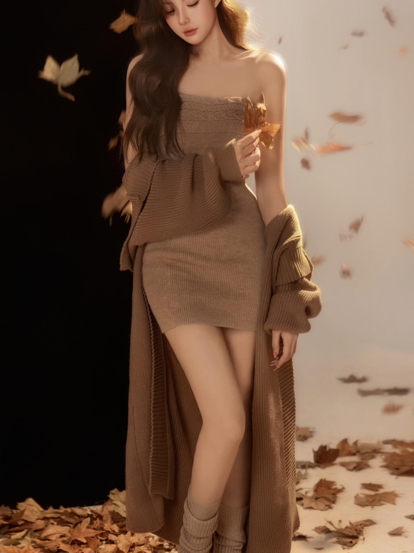 Jesienno-zimowy brązowy dziani – Winter Clothing Photo recenzja i cena